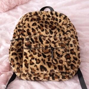 Y2K Leopard print faux fur backpack